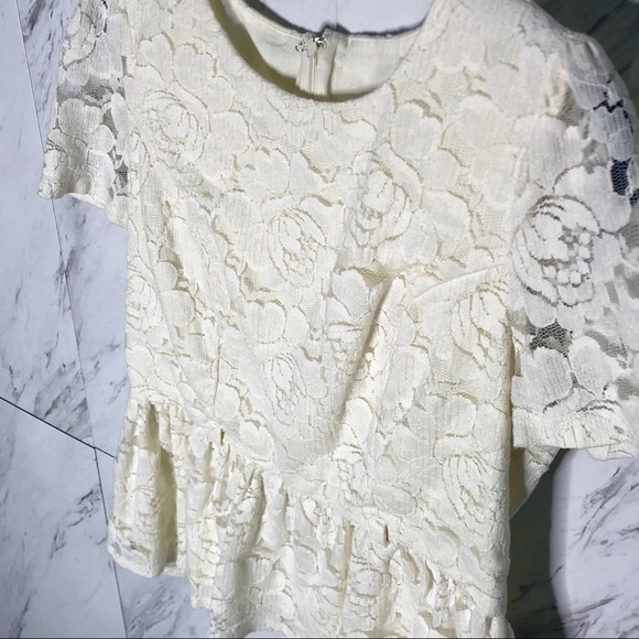 Forever 21 Lace Short Sleeve Peplum Top SZ S - Picture 6 of 6